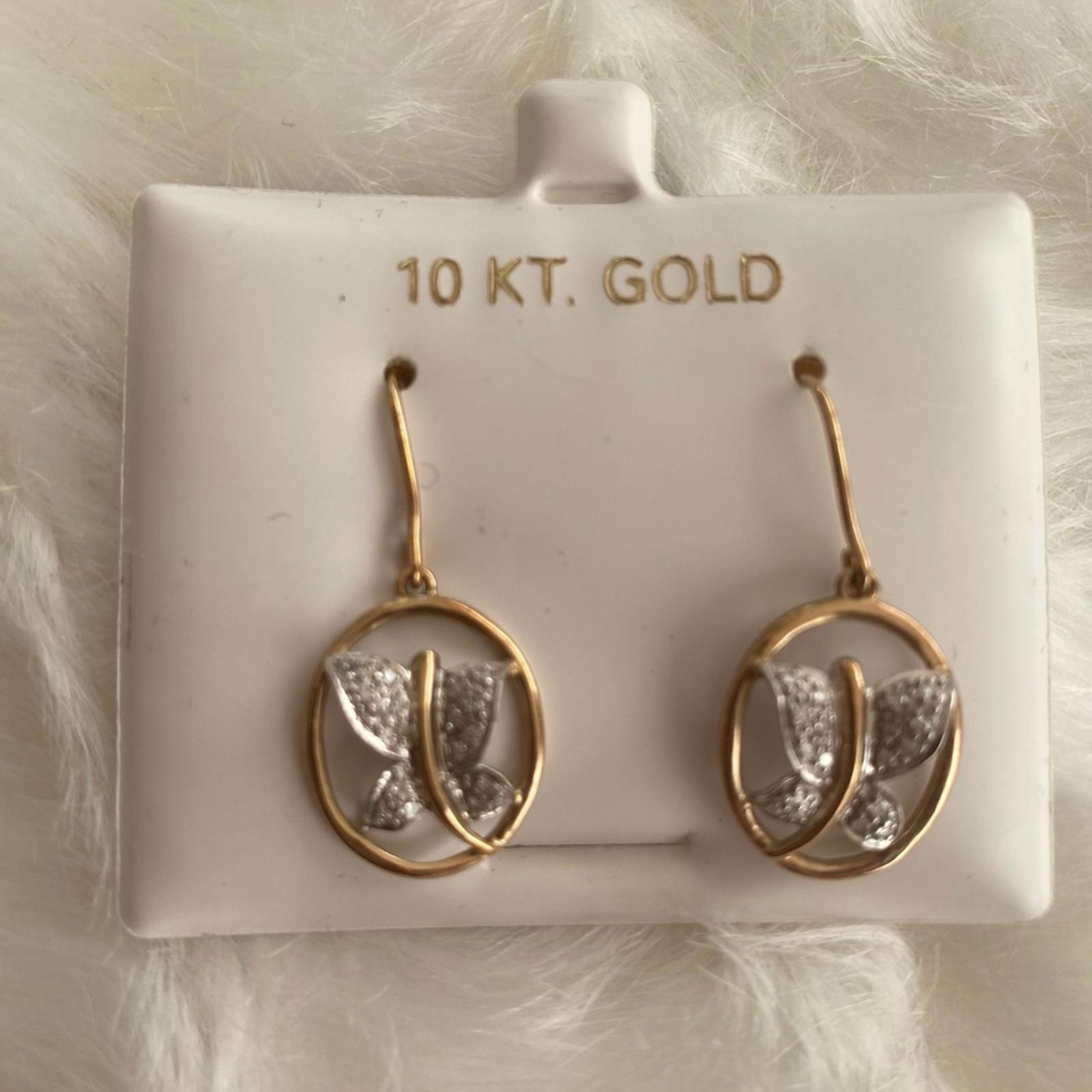 10 Kt Gold Butterfly Dangle Earrings